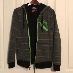 Grey and Neon Green Sherpa Jacket